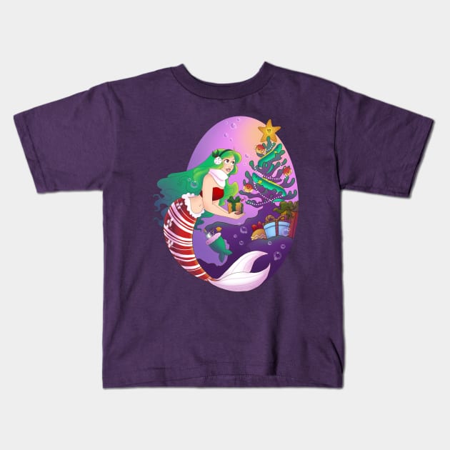 Mermaid Christmas Kids T-Shirt by Redheadkls